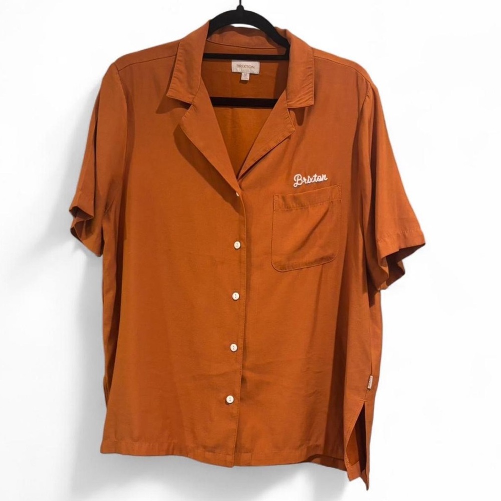 Brixton Bunker Block Boyfriend Bowling Button Down Glazed Ginger